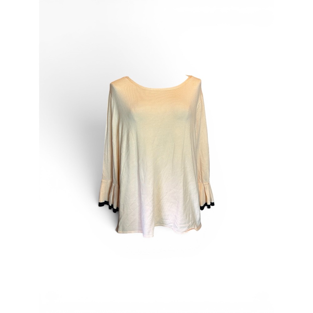 The Limited‎ Collection Peach Bell Sleeve Knit Sweater Black Tip XL NWT Stretch